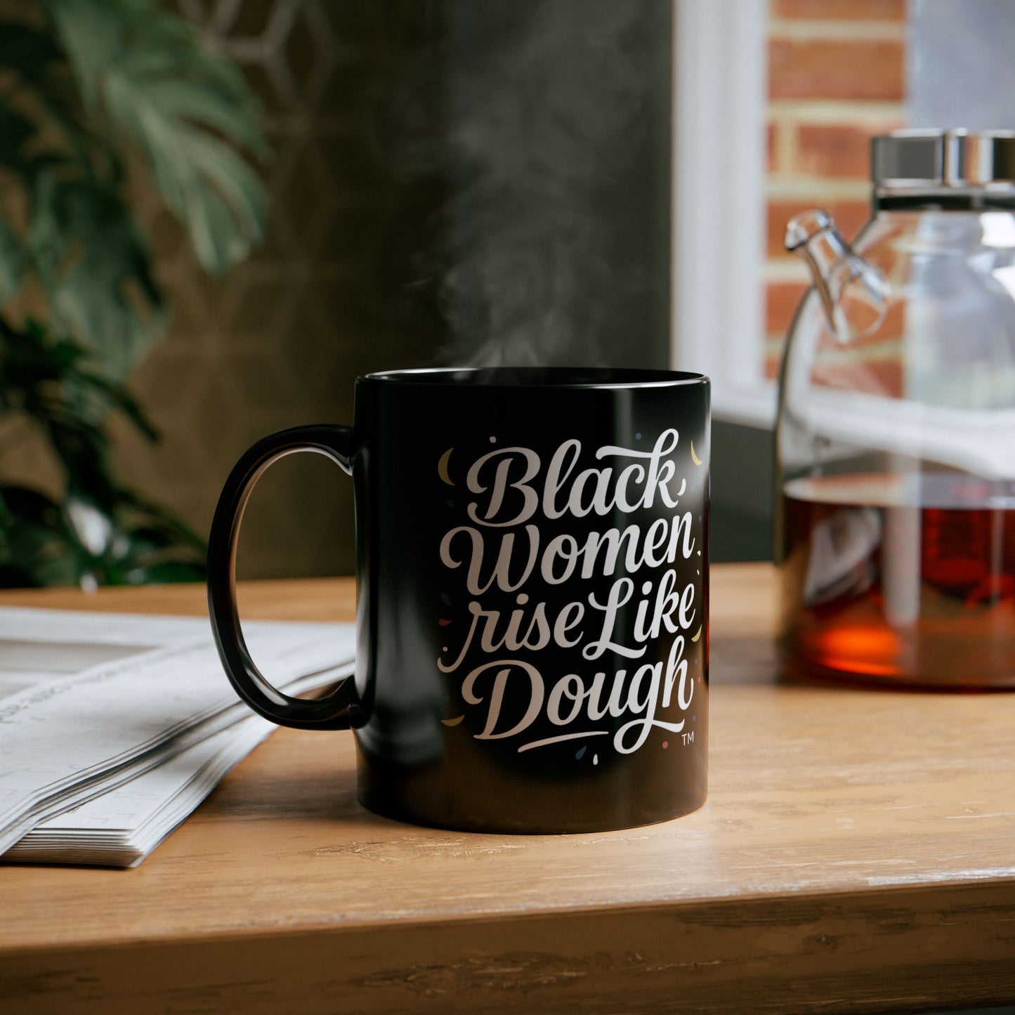 Black Women Rise Like Dough™ Ceramic Mug - Black