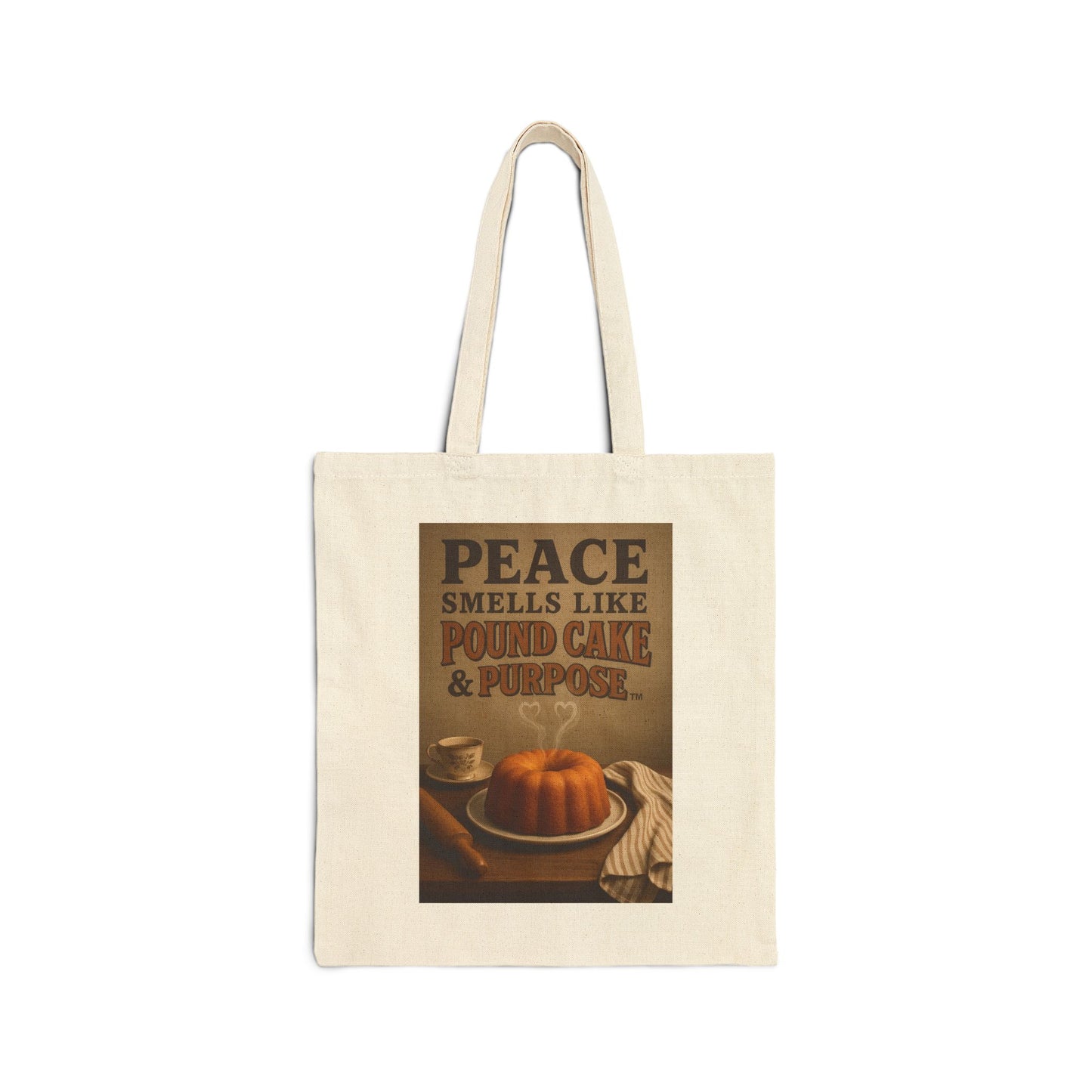 Peace Smells Like Pound Cake Tote Bag, Kitchen Gift, Baking Lover's Tote, Vintage Style Bag, Grocery Shopping Bag, Eco-Friendly Bag