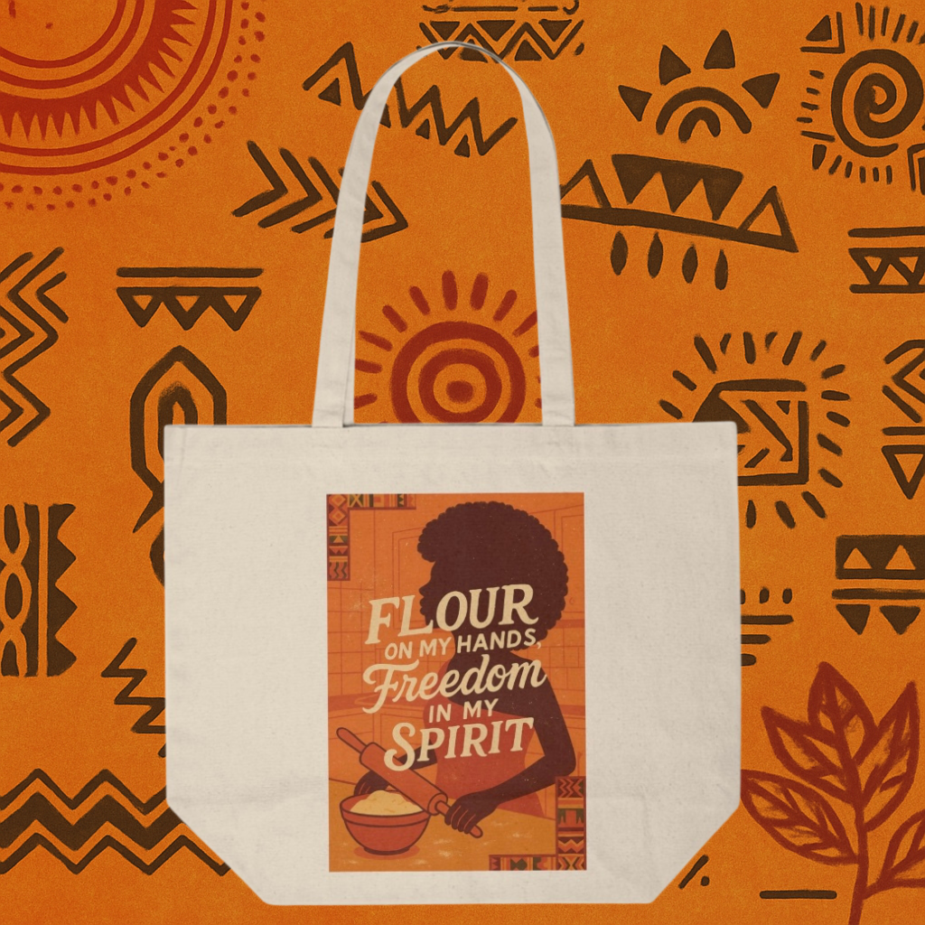 "Flour on My Hands, Freedom in My Spirit" Canvas Tote Bag