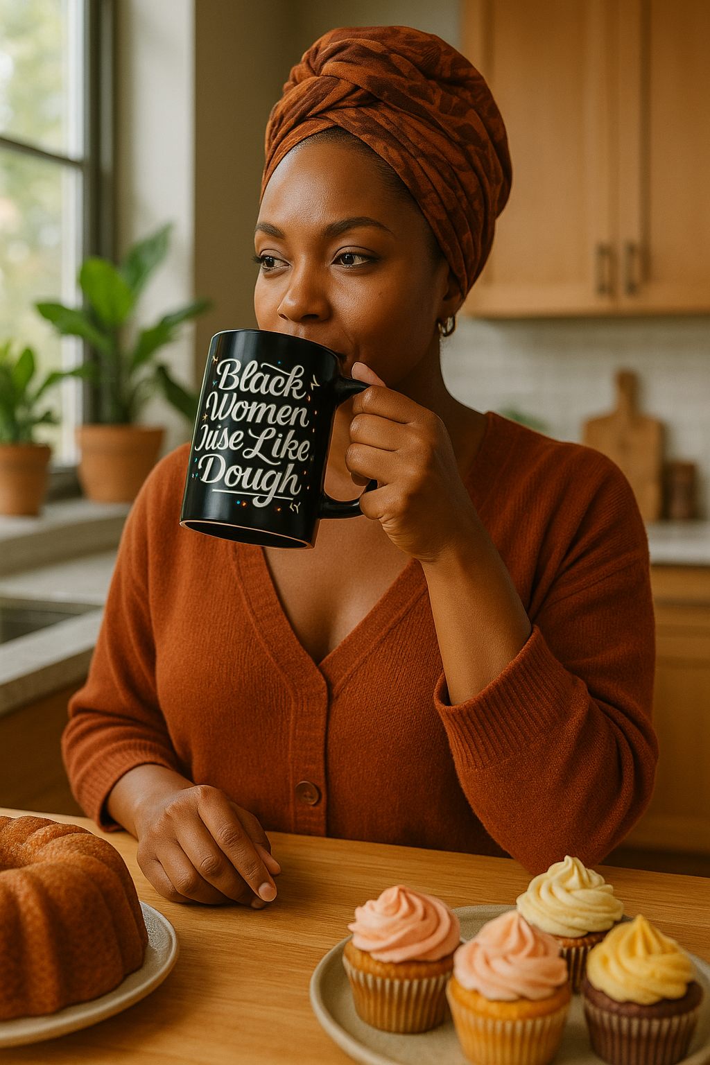 Black Women Rise Like Dough™ Ceramic Mug - Black