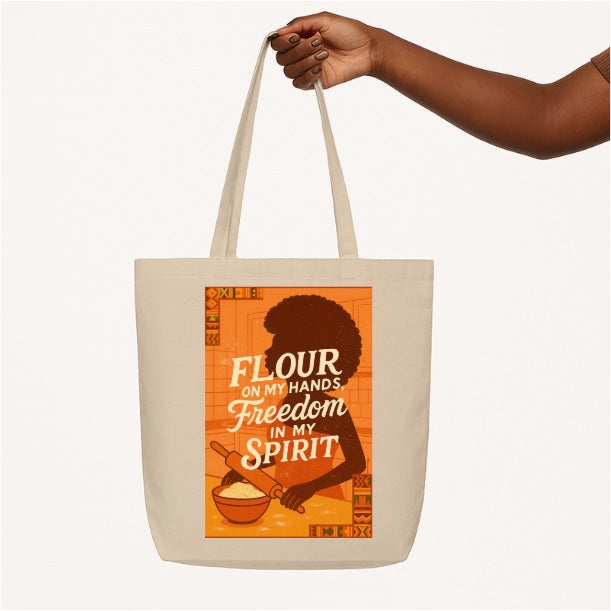 "Flour on My Hands, Freedom in My Spirit" Canvas Tote Bag